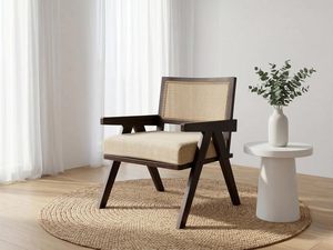 Chaise en bois massif de Sheesham et en rotin, fauteuil en bois et rotin |   Chaise de salle à manger pour salon, chambre, intérieur, extérieur et maison - Product Image 2