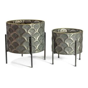 Maceta Moderna de Metal Rojo de Lujo con Soporte Negro, Macetas Metálicas Decorativas para Interiores al por Mayor, Macetas para Decoración del Hogar - Product Image 3
