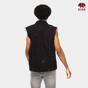 Gilet en jean unisexe sans manches, design personnalisé, écologique, tendance, avec logo personnalisé, Ryan Pro Gear - Product Image 6