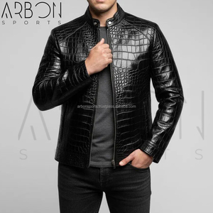 Veste en cuir texturé pour homme, couleur noire, design gaufré de qualité supérieure, vêtement d'extérieur élégant, matière confortable et durable - Product Image 2