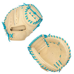 WARPRO INDUSTRY <b>Baseball</b> <b>Glove</b> Tan Leather Blue Stitching Full Finger H-Web Design Left-Handed Throw 11.5 Inch Infield Durable - Product Image 3