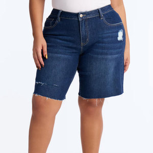 Shorts en jean taille haute respirants pour femme, coupe droite, déchirés, sexy, plusieurs couleurs, service OEM – Nouvelle collection super tendance - Product Image 1