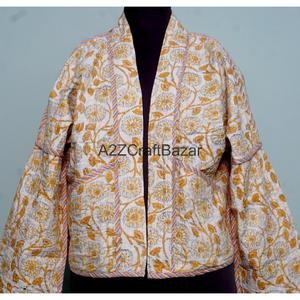 Best Selling Handmade 100% Pure Cotton Quilted Kantha <b>Jacket</b> Comfortable Breathable Spring <b>Jackets</b> for <b>Women</b> and Girls - Product Image 1