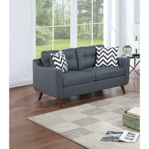 Set Divano Moderno e Accogliente a 2 Posti Blu Grigio in Polifibra Trapuntata con Cuscini per Soggiorno - Product Image 2