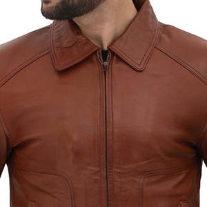 Veste en cuir pour homme à manches longues, coupe slim, écologique, imperméable, respirante, coupe-vent, col roulé, style streetwear - Product Image 6