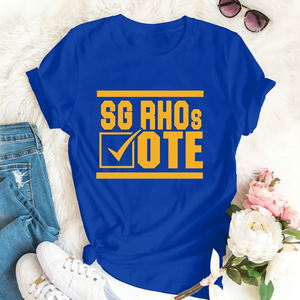 เสื้อยืดกราฟิกสีน้ำเงินรอยัลสำหรับผู้หญิง Sigma Gamma Rho สีเหลือง ขนาด XXL พิมพ์ลายกีฬา แขนสั้น คอกลม เสื้อยืดลำลอง - Product Image 1