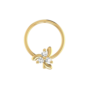 AJRETAIL ต่างหูทองคำ 14K รับรองโดย GIA ดีไซน์กลีบดอกไม้แบบพันกันสไตล์ชาติพันธุ์ ประดับเพชรธรรมชาติ 0.03 กะรัต - Product Image 1