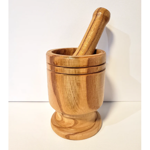 Mortier et pilon en bois massif 87, ensemble écologique en bois naturel, outils de cuisine manuels pour herbes et épices - Product Image 2