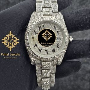 นาฬิกาเพชรโมอิสซาไนต์สำหรับผู้หญิง Pahal Jewels ขนาด 41 มม. ตัวเรือนสแตนเลสสตีล ระบบอนาล็อก กลไกอัตโนมัติ แสดงวันที่ หรูหรา - Product Image 1
