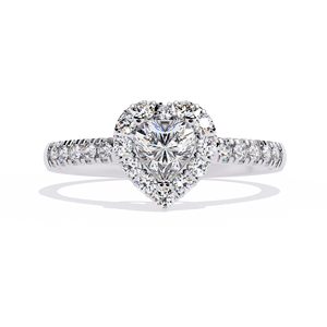 Anillo de Moissanita en Forma de Corazón, Plateado en Plata, con Zirconia, para Compromiso o Boda, con Engaste de Garra, para Mujer y Hombre - Product Image 3