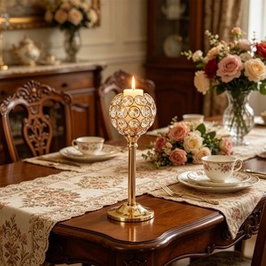 Golden Crystal Ball <b>Candlestick</b> <b>Holder</b> 22cm Tall <b>Brass</b> Home Decoration Wedding Decor - Product Image 5