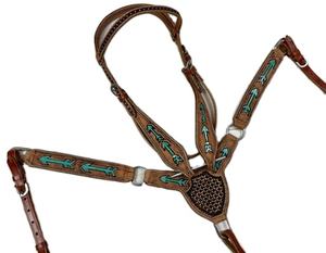 ชุดหมุดหลังม้าทำมือลายลูกศรสีนกเป็ดน้ำแบบอังกฤษทำจากหนังแท้น้ำหนักเบาสำหรับการขับขี่ตามฤดูกาล-ประกอบด้วย - Product Image 1