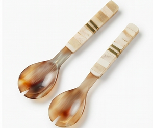 Vintage Horn Head Resin Salad Spoons Set Long Resin Handle <b>Gold</b> Plated Serving <b>Utensils</b> For <b>Kitchen</b> Tabletop Use And Hotel - Product Image 1