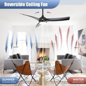 Modern 52-Inch <b>Black</b> <b>Ceiling</b> <b>Fan</b> with 18W LED Light & Remote 3 ABS Blades DC Motor for Bedroom & Living Room - Product Image 4