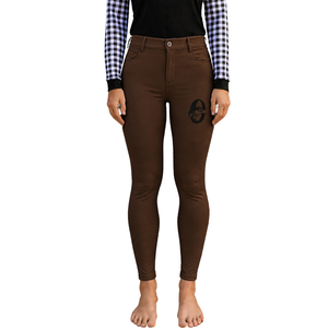 Culotte d'équitation marron pour femme, taille haute, extensible, avec grip aux genoux, pour l'entraînement et la compétition, style classique - Product Image 1