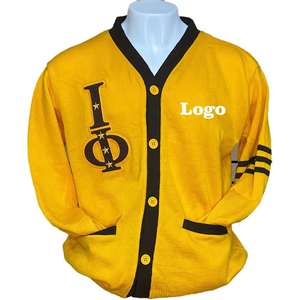 Cardigan Unisexe en Jacquard 100% Coton Respirant avec Logo Personnalisé des Fraternités Phi Delta Beta sur le Devant - Product Image 1