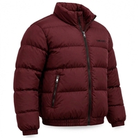 Veste matelassée bordeaux pour homme, manteau d'hiver matelassé, fermeture éclair intégrale, col haut, veste chaude pour l'extérieur, ONEAPEX OEM en gros