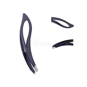 Pince à épiler ergonomique incurvée noire à pointe fine en acier inoxydable, outil de précision OEM ODM - Product Image 4