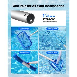 Perche télescopique professionnelle de 3,4 m (12 pieds) pour piscine, extensible et réglable, accessoire de nettoyage de piscine de haute qualité - Product Image 5