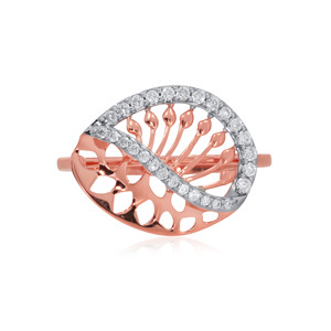 Anillo de Diamantes Rosy Buds, Anillo de Compromiso de Oro Premium con Diseño de Hoja con Diamantes Incrustados para Mujer, Corte Redondo de 0.25 Ct, Joyería al por Mayor - Product Image 2