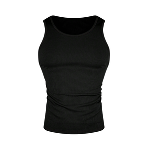 Camiseta sin mangas acanalada para hombre, ajuste muscular, chaleco deportivo informal, tejido elástico transpirable, para gimnasio, entrenamiento, verano, ajustado - Product Image 3