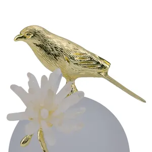 Handmade Decorative Metal Sculpture Stylish Home Accent for Contemporary Luxury HomesGolden Bird Sculpture with Vertical White - Product Image 6