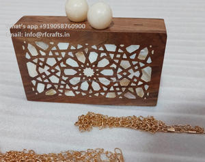 Bolso de mano de mosaico de lujo hecho a mano, bolso de mano indio único de madera y nácar Vintage con patrón de lazo, regalo especial para ella - Product Image 6