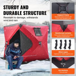 Tenda da Pesca Isolata Portatile per 1-2 Persone, Area Pesca 24 Piedi Quadrati, Casetta Termica per Pesca sul Ghiaccio Invernale - Product Image 3