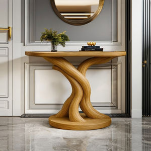 Mesa de madera maciza natural hecha a mano, mesa de entrada de sala de estar moderna para el hogar, mesa de consola de madera maciza curvada para la venta - Product Image 1