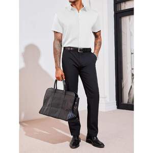 Mens Dress <b>Shirt</b> High Quality Custom Embroidered <b>Half</b> Sleeve Business Formal Slim Fit Breathable Cotton Anti-UV Turn-down Collar - Product Image 3
