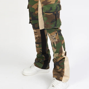 Pantalon cargo pour homme en toile camouflage, design de logo personnalisé, décontracté, élégant, respirant, séchage rapide, pantalon pour homme lavé - Product Image 4