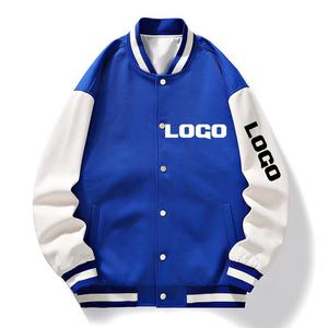 เสื้อแจ็คเก็ตวาร์ซิตี้สีดำขาวสำหรับผู้ชาย ทรงปกติ ปกคอพับ ติดกระดุม พิมพ์ลายโลโก้ที่แขนขวา สไตล์ลำลองสำหรับฤดูใบไม้ร่วง - Product Image 3