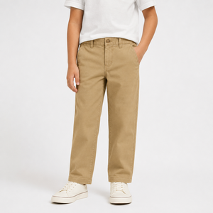 Pantalon Chino en Twill de Coton Respirant et Durable Coupe Droite pour Garçons, Teint en Pièce, Vêtement Décontracté pour l'École, Vente en Gros, OEM, ODM, Personnalisé - Product Image 3