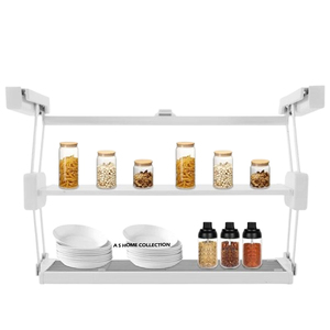 Étagères et unités de rangement de cuisine de luxe au thème royal, couleur blanche, design tendance, pliables, murales, en verre, à double niveau - Product Image 1