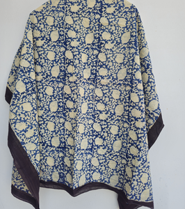 Blue Floral Bagru Print Sarong Hand Block Print Cotton Beach <b>Wrap</b> Indian Pareo Cover Up Boho <b>Swimsuit</b> <b>Wrap</b> Lightweight Summer - Product Image 4