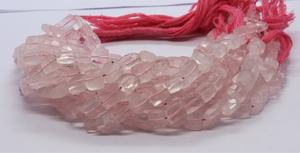 Perles de quartz rose naturel facettées en forme de chiclet, taille 7x8-8x8 MM, perles de pierres précieuses en quartz rose en forme de chiclet, 8 pouces - Product Image 3