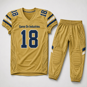 Wholesale Custom American Football Jersey Pants Set Gold Navy Team Uniform Sportswear Athletic Competition Training Apparel Gear - Product Image 1