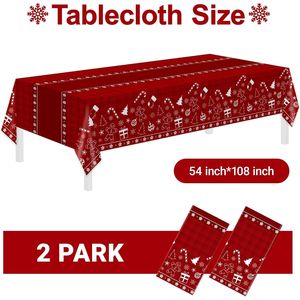 Set di 2 Tovaglie Natalizie Usa e Getta 54 X 108 Pollici, Coperture Rettangolari in Plastica, Tema Rosso, Decorazioni Natalizie - Product Image 1