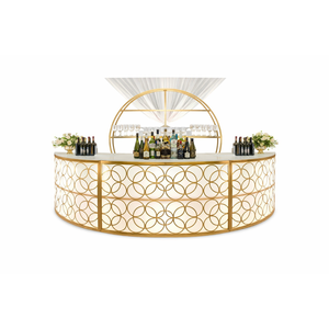 Mesa de bar de lujo para bodas de acero inoxidable dorado con diseño circular - Product Image 1