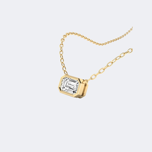 Collier solitaire en diamant serti clos à l'émeraude 0,20 CTW - Product Image 4