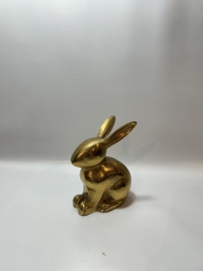 Figura Moderna de Conejo de Aluminio Dorado, Estatua Metálica de Conejito, Decoración Minimalista para Mesa de Pascua, Escultura de Animal para Escritorio, Artesanía para el Hogar - Product Image 1