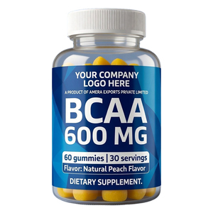 Complément alimentaire en gommes BCAA 600 mg à la saveur naturelle de pêche, marque privée - Product Image 1