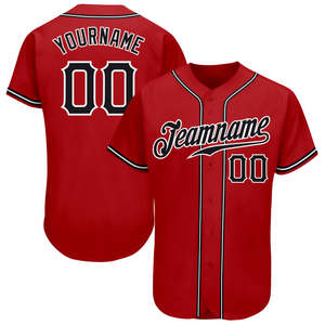 Camiseta de béisbol roja personalizada para hombre, manga corta, con estampado del nombre del equipo, poliéster transpirable, corte regular, para todas las estaciones - Product Image 1