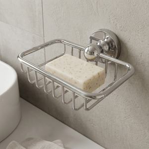 Juego de accesorios de baño de estilo moderno montado en la pared con jabonera de metal que incluye cesta de jabón - Product Image 1