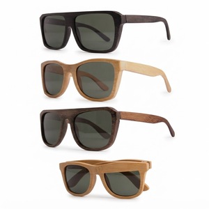 Wholesale Custom Logo Polarized Wooden <b>Sunglasses</b> Eco-Friendly Bamboo Wood Frame <b>Sunglasses</b> Men Women Flat Top Square Eyewear - Product Image 1