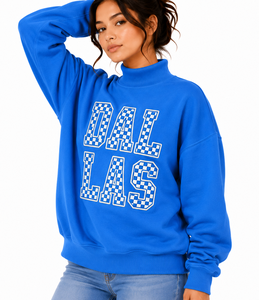 Sudadera de cuello alto para mujer de alta calidad con apliques de letras y mangas de patchwork a cuadros, corte holgado, fabricante OEM - Product Image 5
