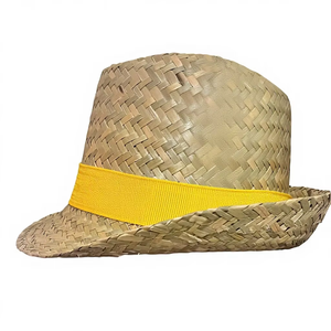 Fedora Straw Hat Short Brim Natural Trilby Seagrass Palm <b>Leaf</b> Character Fishing Outdoor Beach Travel Sports - Product Image 1
