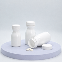 Bouteille en plastique HDPE sans BPA de 70 ml, 90 ml, 120 ml, avec bouchon à vis blanc, pour compléments alimentaires, pilules, vitamines, comprimés, emballage de capsules
