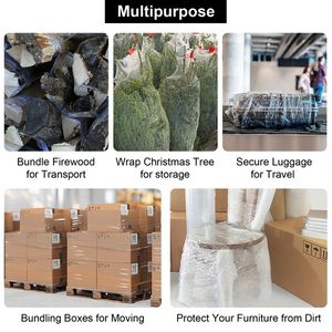 12 Pezzi di Pellicola Estensibile Trasparente in Polietilene 4in*800ft con Due Maniglie Rosse, Categoria Prodotto: Nastro per Imballaggio - Product Image 3