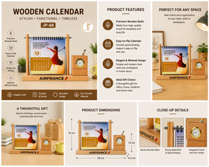 Calendario de Mesa de Madera Ecológico Personalizado con Portaplumas para el Día de la Madre y Halloween - Product Image 3